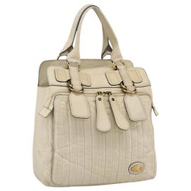 Chloé Borsa Tote in Pelle Avorio Oro Auth 173609