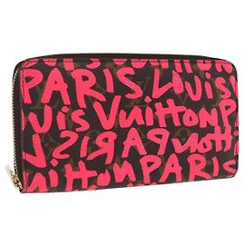 Zippy Geldbörse Monogram Graffiti LOUIS VUITTON Rosa M93710 Auth LNZ129V