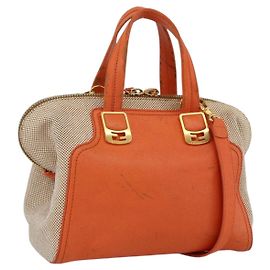 FENDI Chameleon Handtasche aus Canvas und Leder 2-in-1 Orange Gold Auth 172513