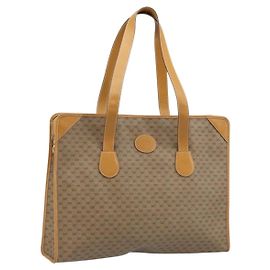 Gucci Bolso tote Micro GG Supreme de PVC beige y dorado Auth ki6459