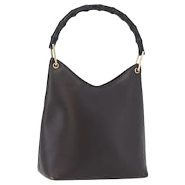 Borsa a Spalla in Tela GG Gucci con Manico in Bambù in Pelle Marrone Oro 001 3007 Auth 172905