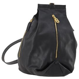 Borsa a Spalla Gianni Versace in Pelle Nera e Oro Auth BA10749