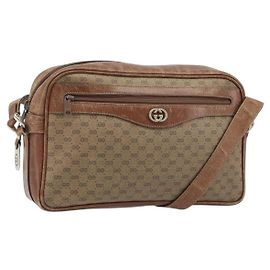 Gucci Borsa a Spalla Micro GG Supreme PVC Beige Oro 001 067 1281 Auth 173586