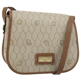Borsa a Spalla in Tela Honeycomb PVC Beige Oro Auth ka2785 Christian Dior