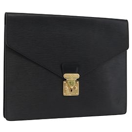 LOUIS VUITTON Epi Porta Documenti Sénatur Briefcase Nera M54452 Auth ka2779