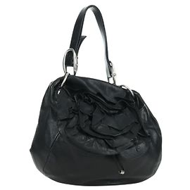 SAINT LAURENT Borsa a Spalla in Pelle Nera Argento Auth 172776V