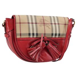 Bolso de Hombro Burberry Nova Check PVC Beige Oro Auth 172792