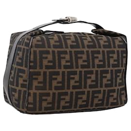 Borsa a mano in tela Zucca FENDI nera e marrone Auth 172749