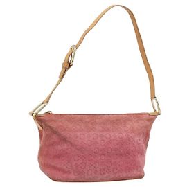 Céline Borsa a spalla in tela Macadam C di CELINE in suede rosa e oro Auth LNZ353