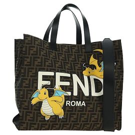 Borsa FENDI Zucca Canvas Fragment x Pokemon 2way Marrone Nero Auth 171492SM