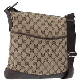 Bolso de Hombro GG Canvas Gucci Beige Plata 145857 Auth gh1844