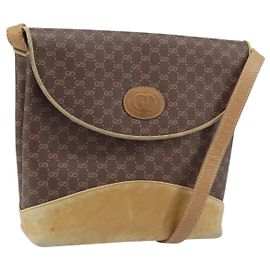 Gucci Borsa a Spalla Micro GG Supreme PVC Marrone Oro Auth ki6524