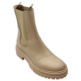 Botines de cuero beige con suela de tracción Gianvito Rossi