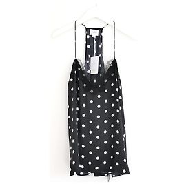 Autre Marque Cami NYC El Top Racer de Seda y Encaje con Lunares