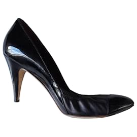 Escarpins Chanel Air France Cuir Verni Noir 38