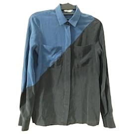 Fendi Seidenhemd in Blau und Schwarz