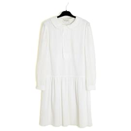 Saint Laurent 2014 Spitzenkleid FR42 Slimane Weiß Baumwolle Spitze UK14 US12