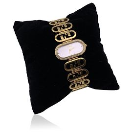 Fendi Goldene Edelstahl-Uhr mit horizontalen O'Lock-Diamanten