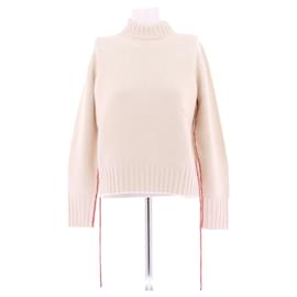 Cremefarbener Pullover mit rotem Detail aus Kaschmir - The row