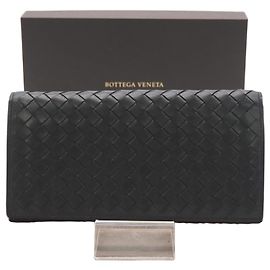 Cartera larga bifold de cuero Intrecciato Bottega Veneta