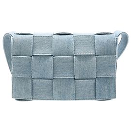 Borsa a Spalla Maxi Intrecciato in Denim Bottega Veneta