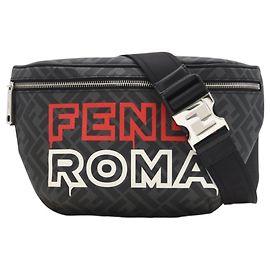 Borsa a vita in tessuto grigio Zucca Fendi