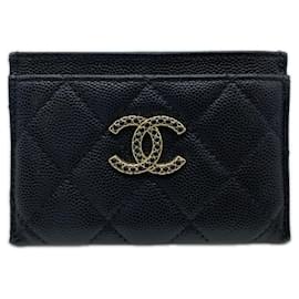 Portacarte in pelle di vitello grana nera Chanel