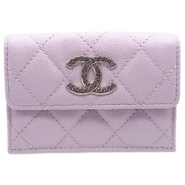 Cartera tríptico de cuero morado y blanco Christian Dior