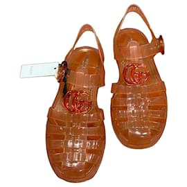 Gucci GG Logo Jelly Sandals Orange