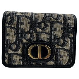 Portafoglio compatto obliquo a tre pieghe Dior Montaigne 30 di Christian Dior in blu navy