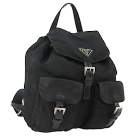 Zaino PRADA in nylon argento nero Auth bs33519 - Prada