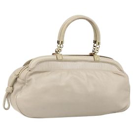 Borsa a Mano LOEWE in Pelle Beige Oro Auth LNZ103