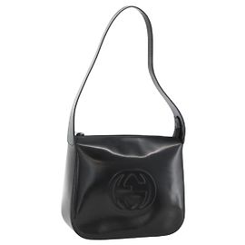 Bolsa de Ombro GUCCI Couro Envernizado Preto 001 3754 1703 Auth ARZ352