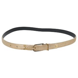 CHANEL Gürtel aus Leder 33,5"" Gold CC Auth 172424A
