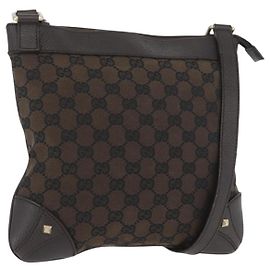 Borsa a Spalla GG Canvas GUCCI Outlet Marrone Oro 272396 Auth BA11139