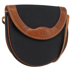 Borsa a Spalla Christian Dior in Tela Rivestita Nera e Dorata Auth BA11133