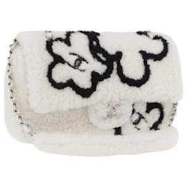 CHANEL Matelassé 25 Borsa a Spalla con Catena Mouton Bianco Argento CC Auth 172561SM