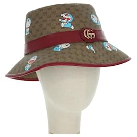 GUCCI x Doraemon Micro GG Supreme Doraemon Bucket Hat Braun Auth 166970SM