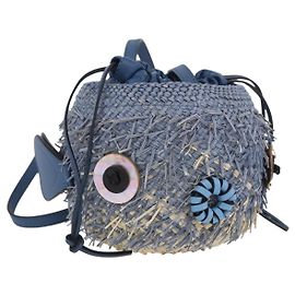 Borsa LOEWE Basket Blow Fish in rafia azzurro chiaro Auth 166244SM