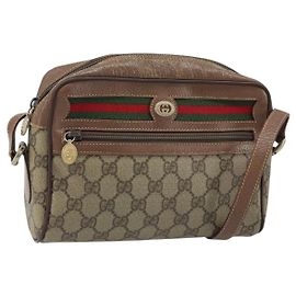 Borsa Sherry Line GG Supreme Web di GUCCI in PVC beige e oro 001 44 6655 Auth ARZ340