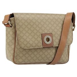 Céline Borsa a Spalla in Tela Macadam CELINE PVC Beige Oro Auth ARZ209