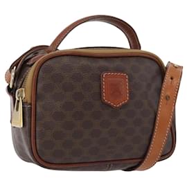 Céline Borsa a mano in tela Macadam CELINE in pelle PVC 2 in 1 marrone oro Auth ki6521