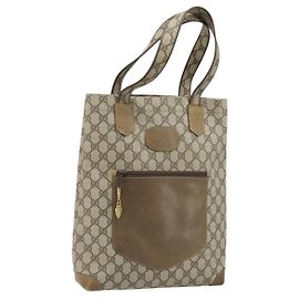 Gucci Borsa Tote GG Supreme in PVC Beige Oro Auth gh1804