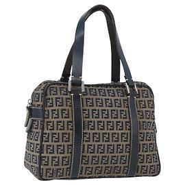 Borsa a mano in tela Zucchino FENDI blu navy argento autentica LNZ529