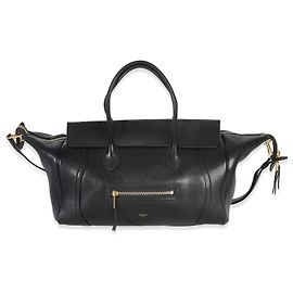 Céline Celine Nero Pelle di Agnello Morbida Lucida Media Nuovo Luggage