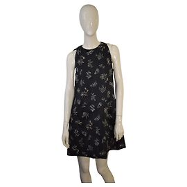 Vestido mini sin mangas A-line bordado negro Balenciaga Paris talla 38