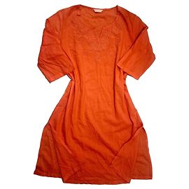 Autre Marque Tunica arancione in cotone con ricami