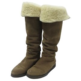 Stivali lunghi in shearling Salvatore Ferragamo