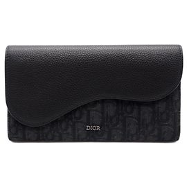 Portefeuille long en cuir de veau grainé Dior Oblique Jacquard Christian Dior