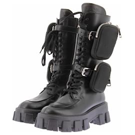 Botas de cuero negras "Monolith" - Prada